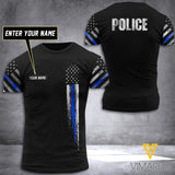 US Blue line Flag Police Customized 3D PRINTED SHIRT