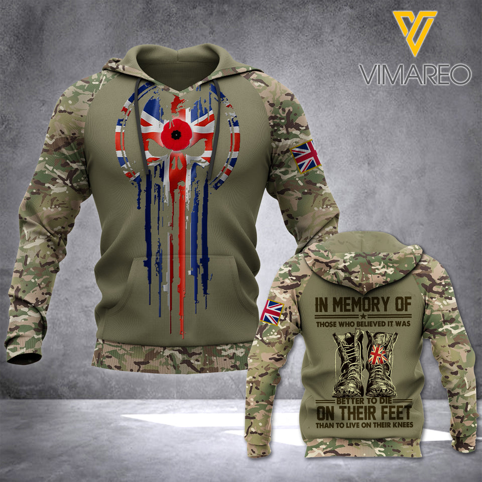 British army veterans-in memory TSHIRT/Hoodiel/Sweater 3D PRINTED