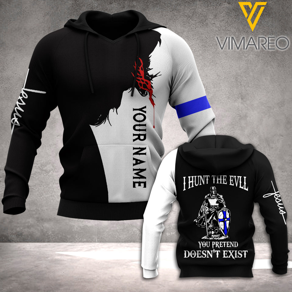 Blue Soldier-I hunt the evil HOODIE 3D PRINTED