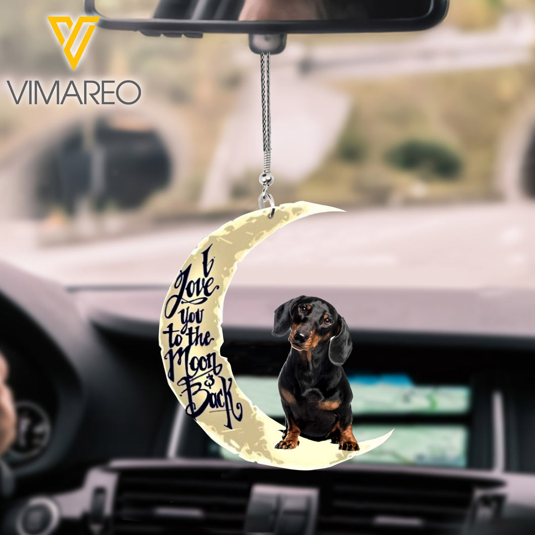 i love you to the moon and back Dachshund Car Hanging Ornament
