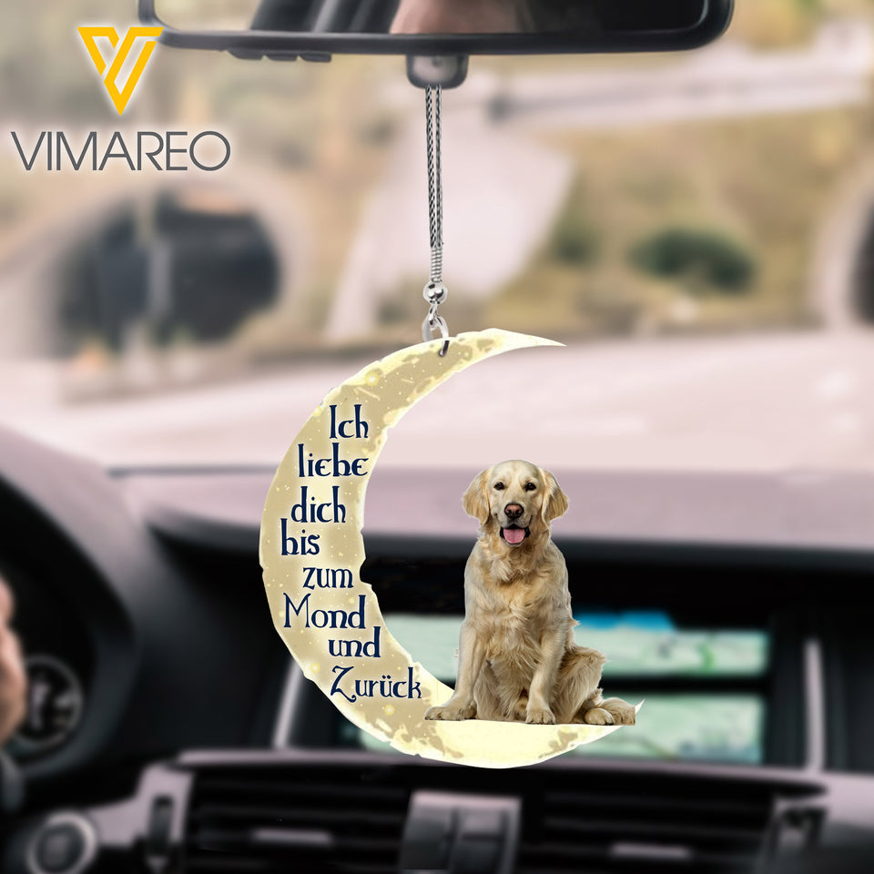 ich liebe dich bis zum Mond und zurück GOLDEN RETRIEVER Car Hanging Ornament