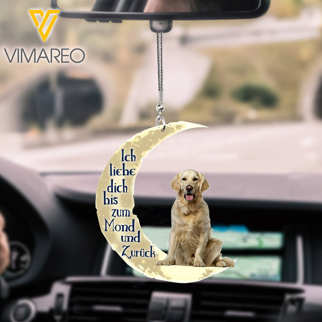 ich liebe dich bis zum Mond und zurück GOLDEN RETRIEVER Car Hanging Ornament