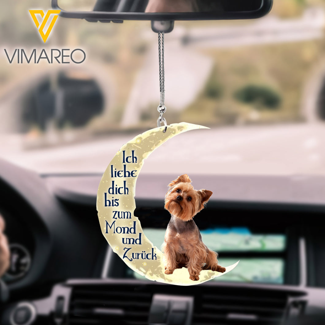 ich liebe dich bis zum Mond und zurück yorkshire terrier Car Hanging Ornament