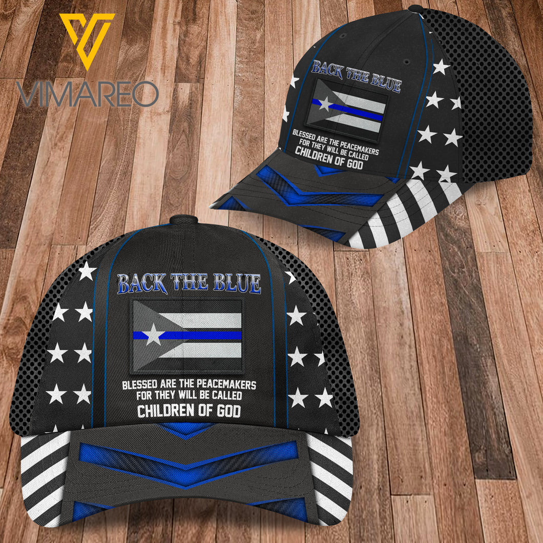 Puerto Rico Police-Back the Blue Peaked cap 3D VMQA