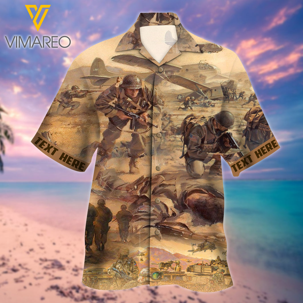 US soldier combat art 3d Printed Hawaii Shirt