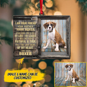 Personalized Image Boxer Dog Christmas Wood Ornament Printed QTDT2610