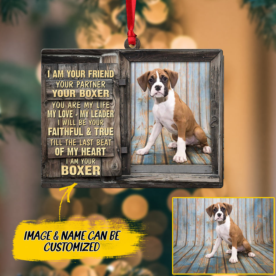 Personalized Image Boxer Dog Christmas Wood Ornament Printed QTDT2610