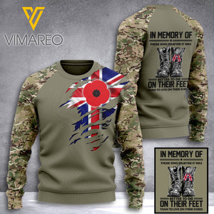 British army veterans-in memory TSHIRT/Hoodiel/Sweater 3D PRINTED T12