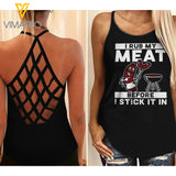 Rub my meat Criss-Cross Open Back Camisole Tank Top