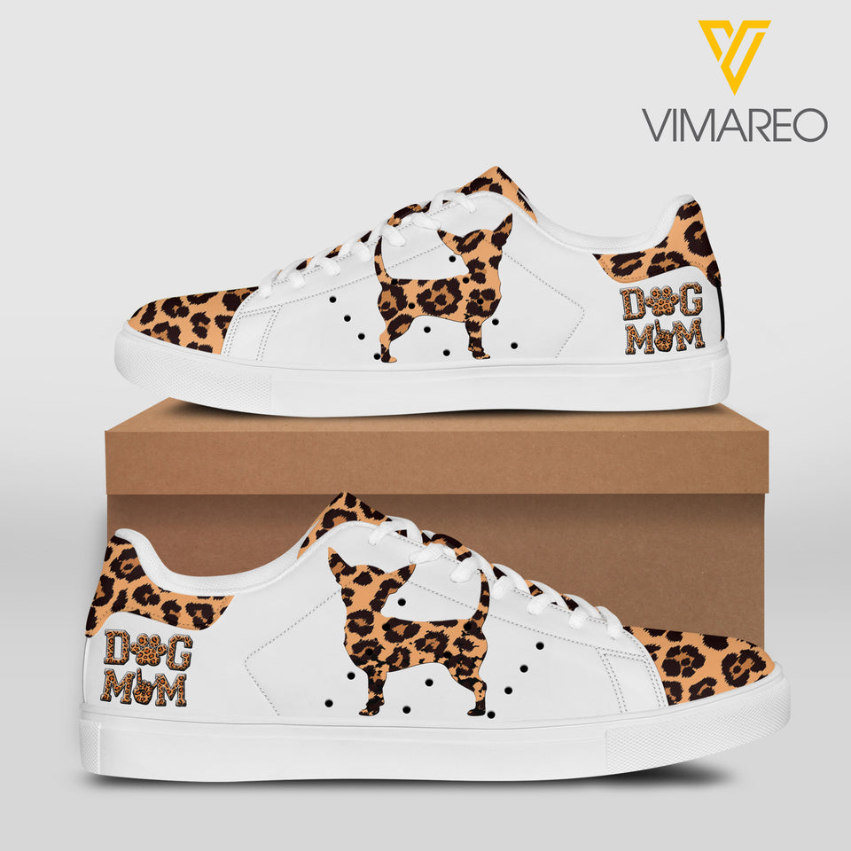 Chihuahua mom leopard 3D low top shoes QTHQ1703