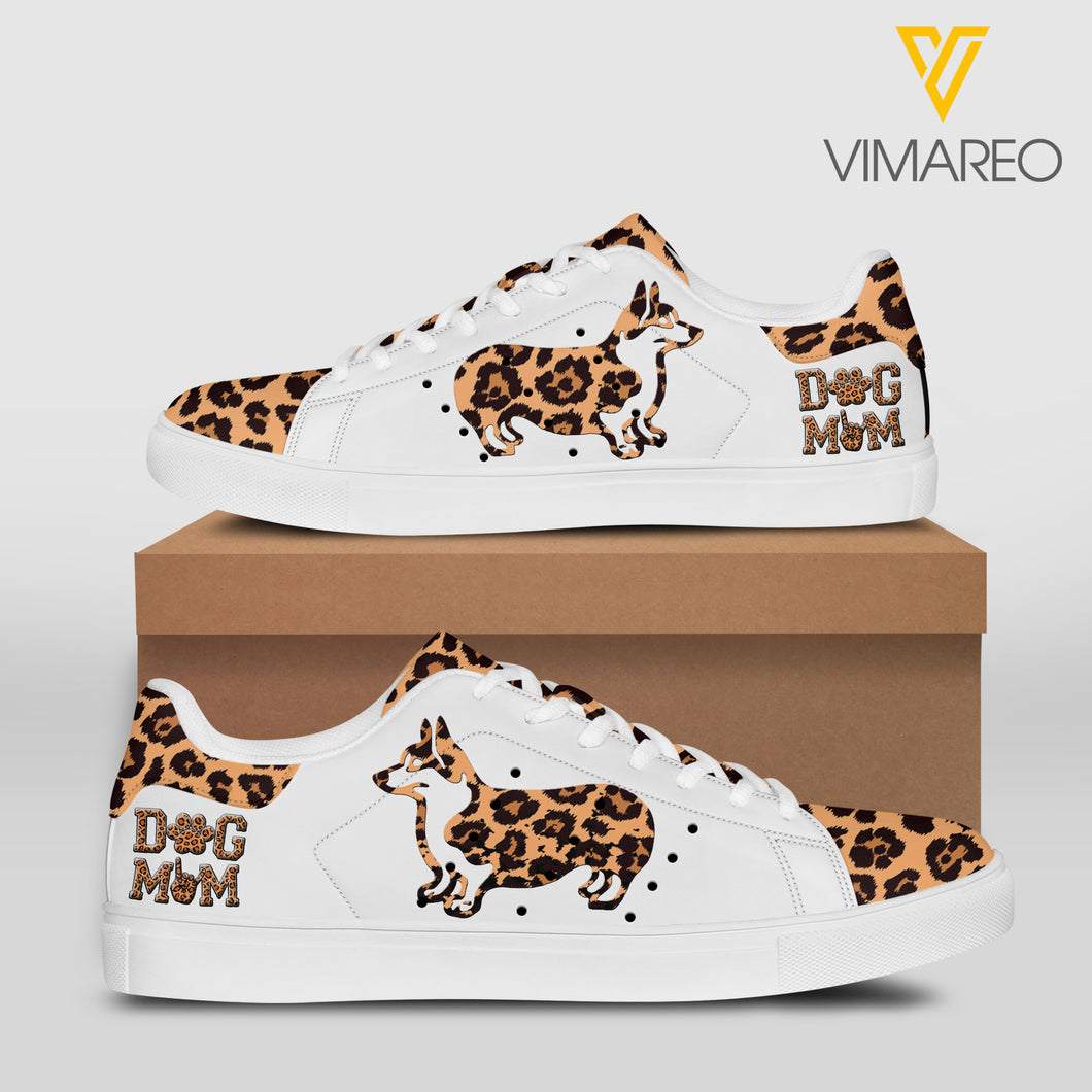 Corgi mom leopard 3D low top shoes QTHQ1703