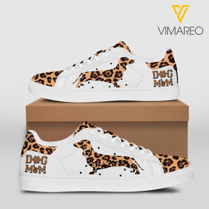 Dachshund mom leopard 3D low top shoes QTHQ1703