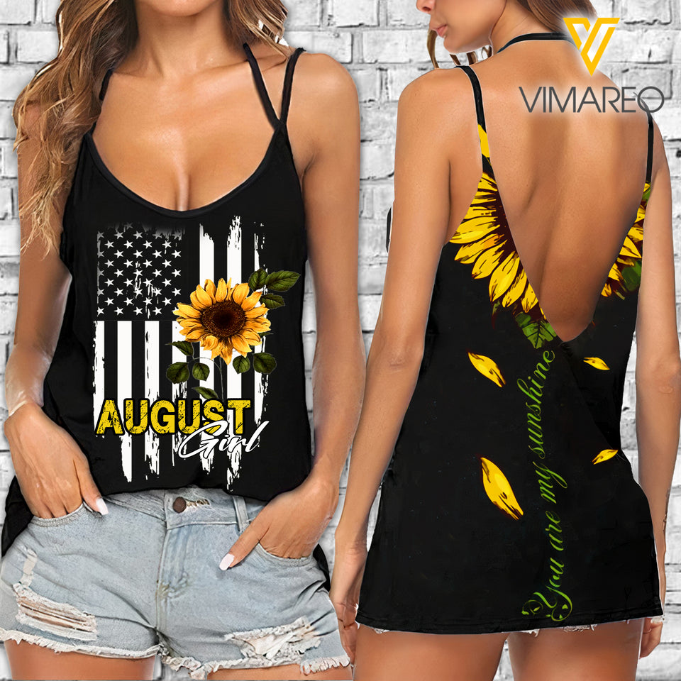 August Girl V Neck Halter Strap Backless Cami Tank Top YAMS