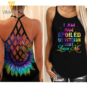 My Veteran just love me Criss-Cross Open Back Camisole Tank Top