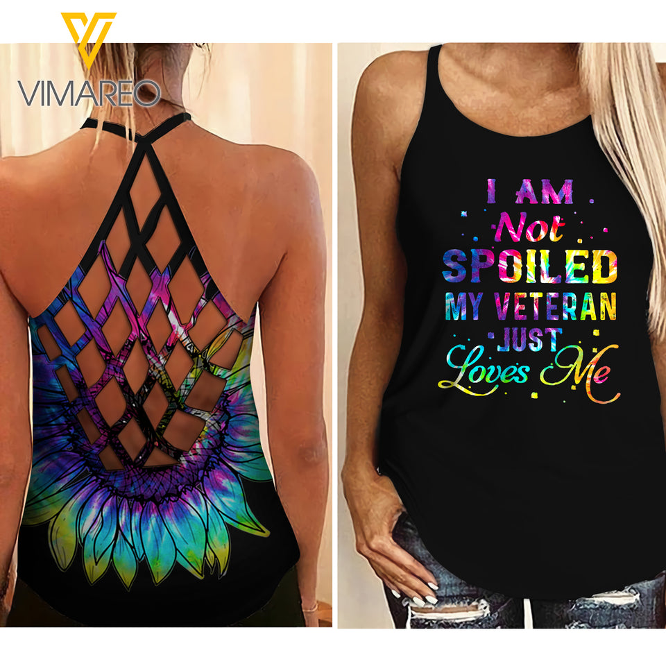 My Veteran just love me Criss-Cross Open Back Camisole Tank Top