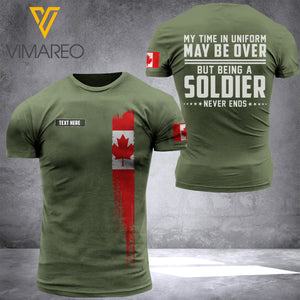 Canada Soldier Customized 3D Printed Shirt UNF