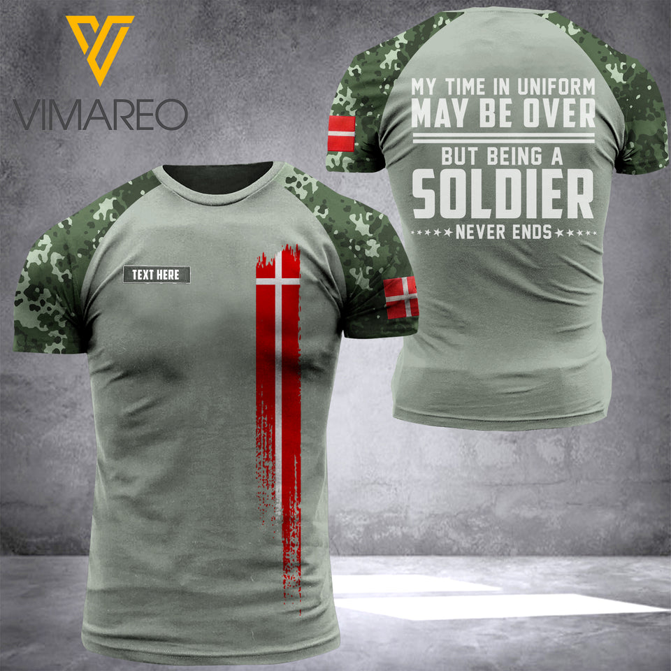 Denmark Soldier Customized 3D Printed Shirt UNF