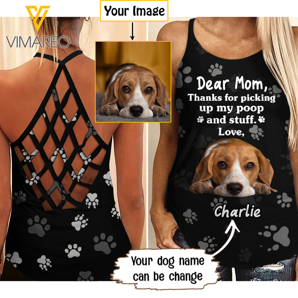 Personalized Dog mom-Beagle CRISS-CROSS OPEN BACK CAMISOLE TANK TOP