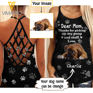 Personalized Dog mom-Boxer CRISS-CROSS OPEN BACK CAMISOLE TANK TOP
