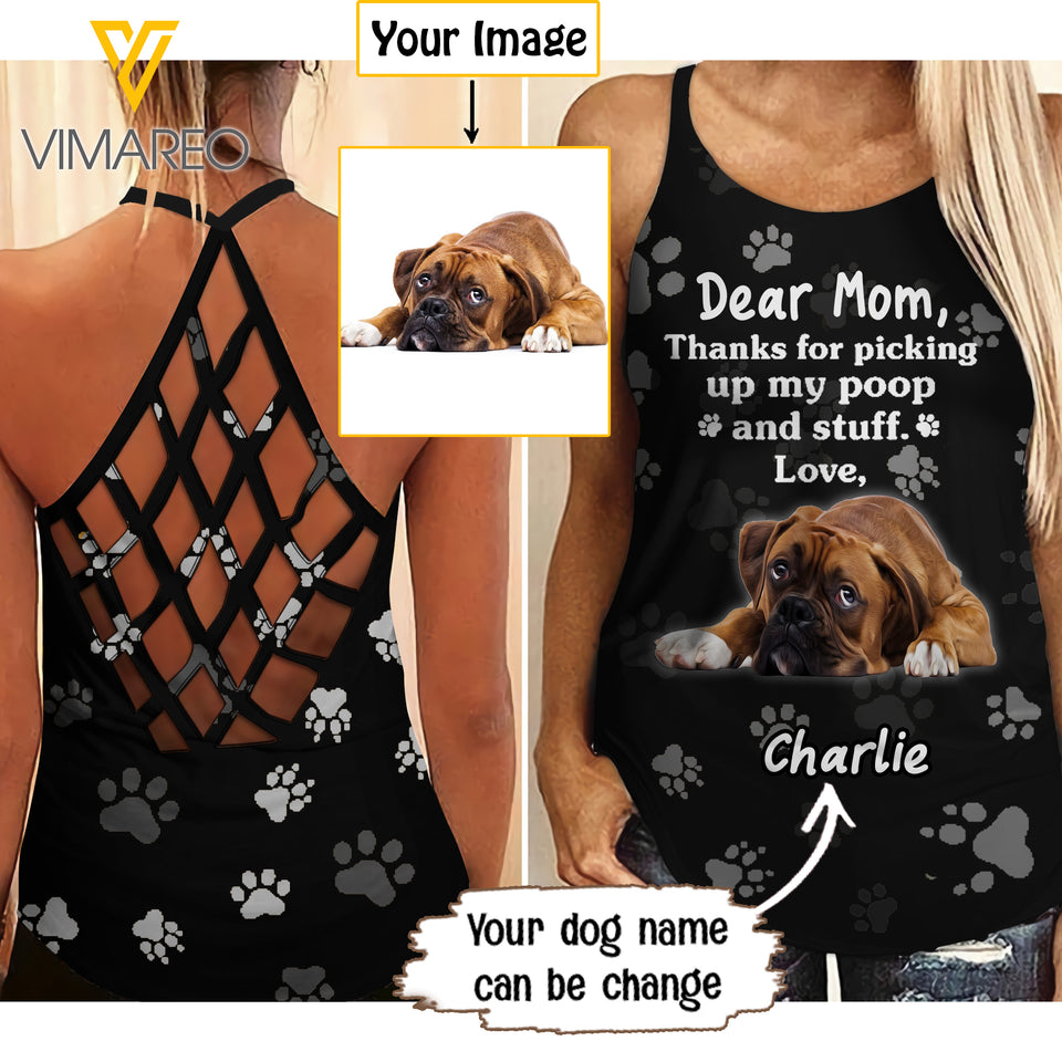 Personalized Dog mom-Boxer CRISS-CROSS OPEN BACK CAMISOLE TANK TOP