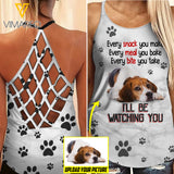 Beagle Dog mom personalized CRISS-CROSS OPEN BACK CAMISOLE TANK TOP