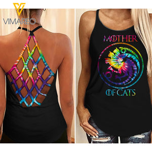 Mother of Cats Criss-Cross Open Back Camisole Tank Top