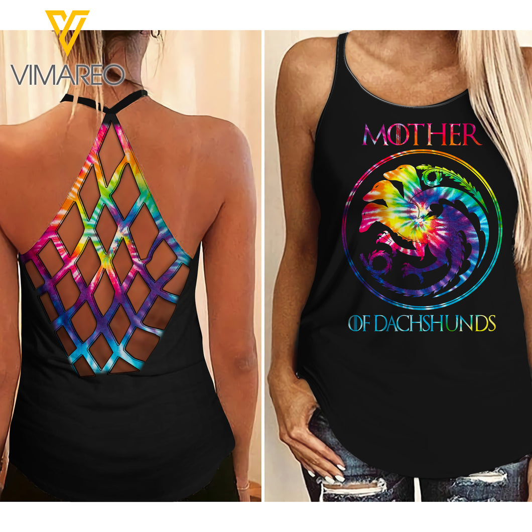 Mother of Dachshunds Criss-Cross Open Back Camisole Tank Top
