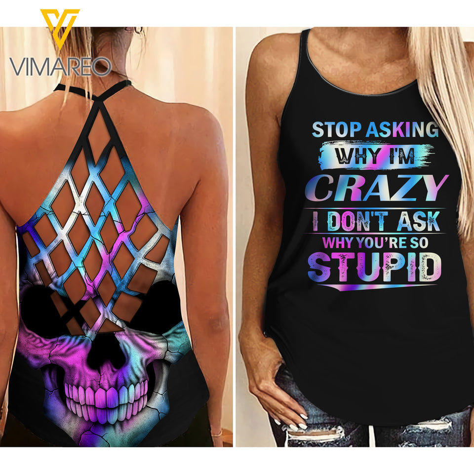 Stop asking me Criss-Cross Open Back Camisole Tank Top