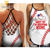 Baseball Criss-Cross Open Back Camisole Tank Top 2ST