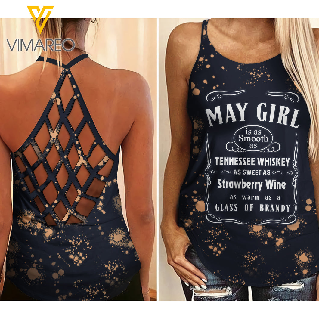As May Girl Criss-Cross Open Back Camisole Tank Top Legging