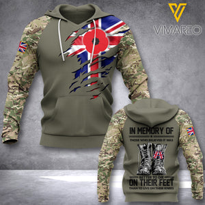 British army veterans-in memory TSHIRT/Hoodiel/Sweater 3D PRINTED T12
