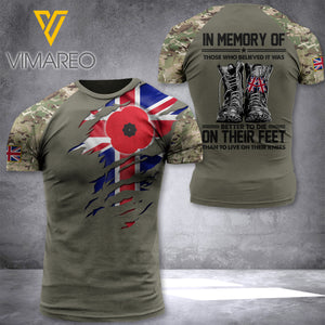 British army veterans-in memory TSHIRT/Hoodiel/Sweater 3D PRINTED T12