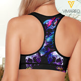 August girl SKull 3D printed Sport bra