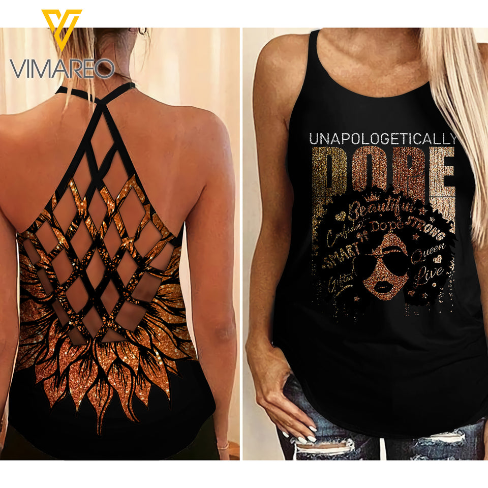Dope Brown Criss-Cross Open Back Camisole Tank Top