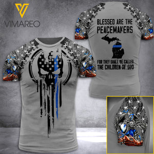 MICHIGAN THIN BLUE LINE TSHIRT 3D PRINTED JUL-MA28