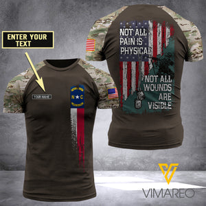 North Carolina Flag Customized 3D PRINTED SHIRT PTR