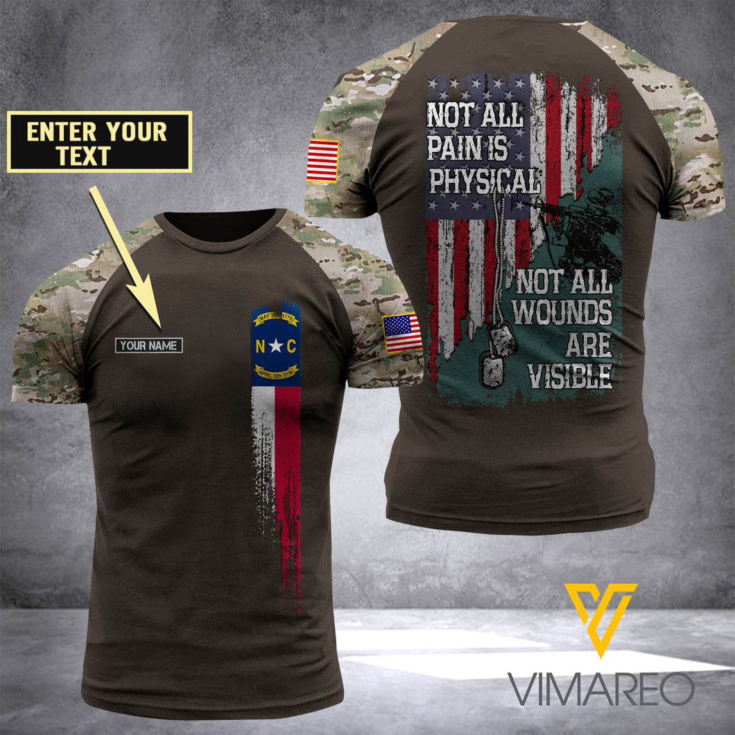 North Carolina Flag Customized 3D PRINTED SHIRT PTR