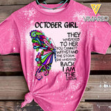October Girl Bleached Tshirt Printed SEP-MA17