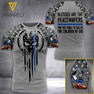 U.S THIN BLUE LINE TSHIRT 3D PRINTED JUL-MA28