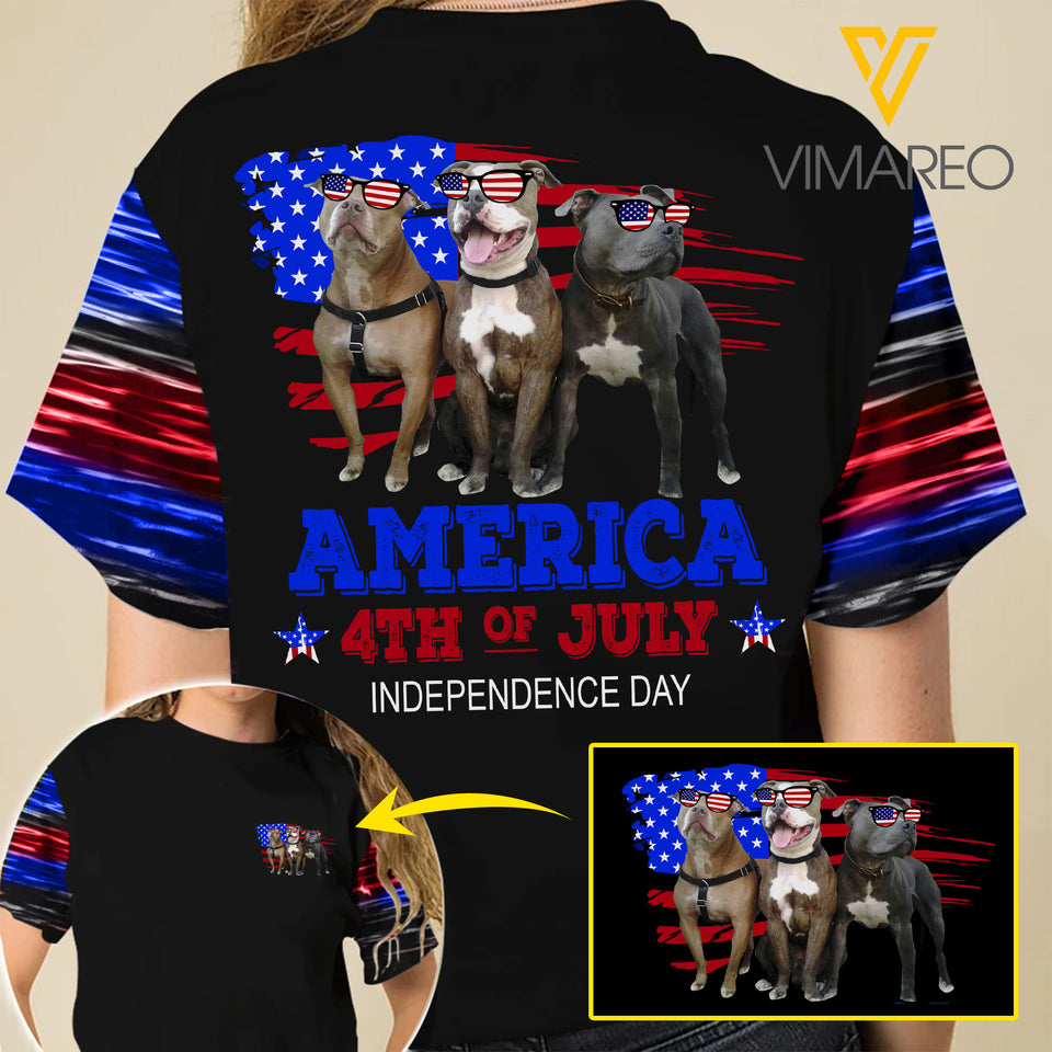 PITBULL DOG T-SHIRT 3D PRINTED