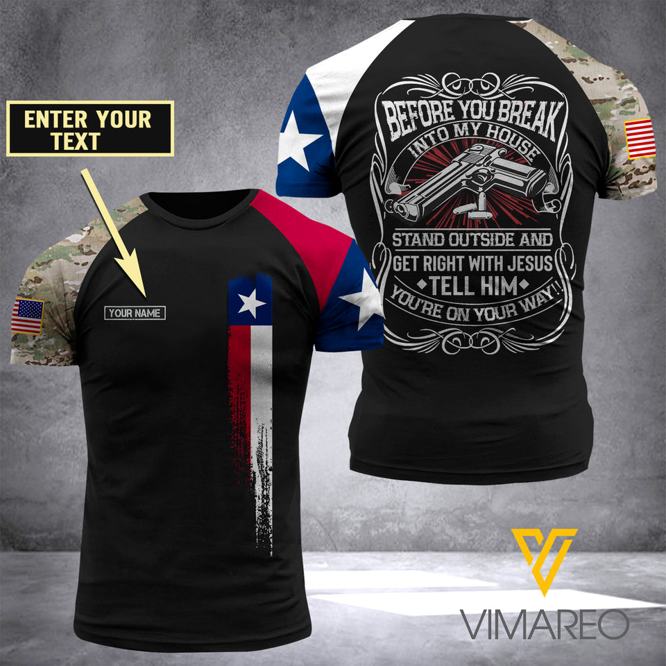 Customized TEXAS Flag 3D PRINTED SHIRT 0104NGBA