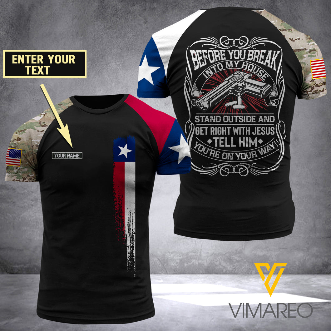 Customized TEXAS Flag 3D PRINTED SHIRT 0104NGBA
