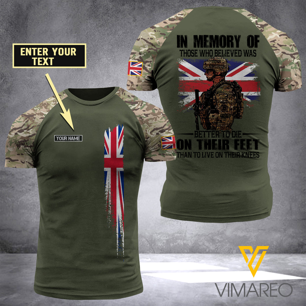 British Soldier Combat-in memory 3D Printed Shirt