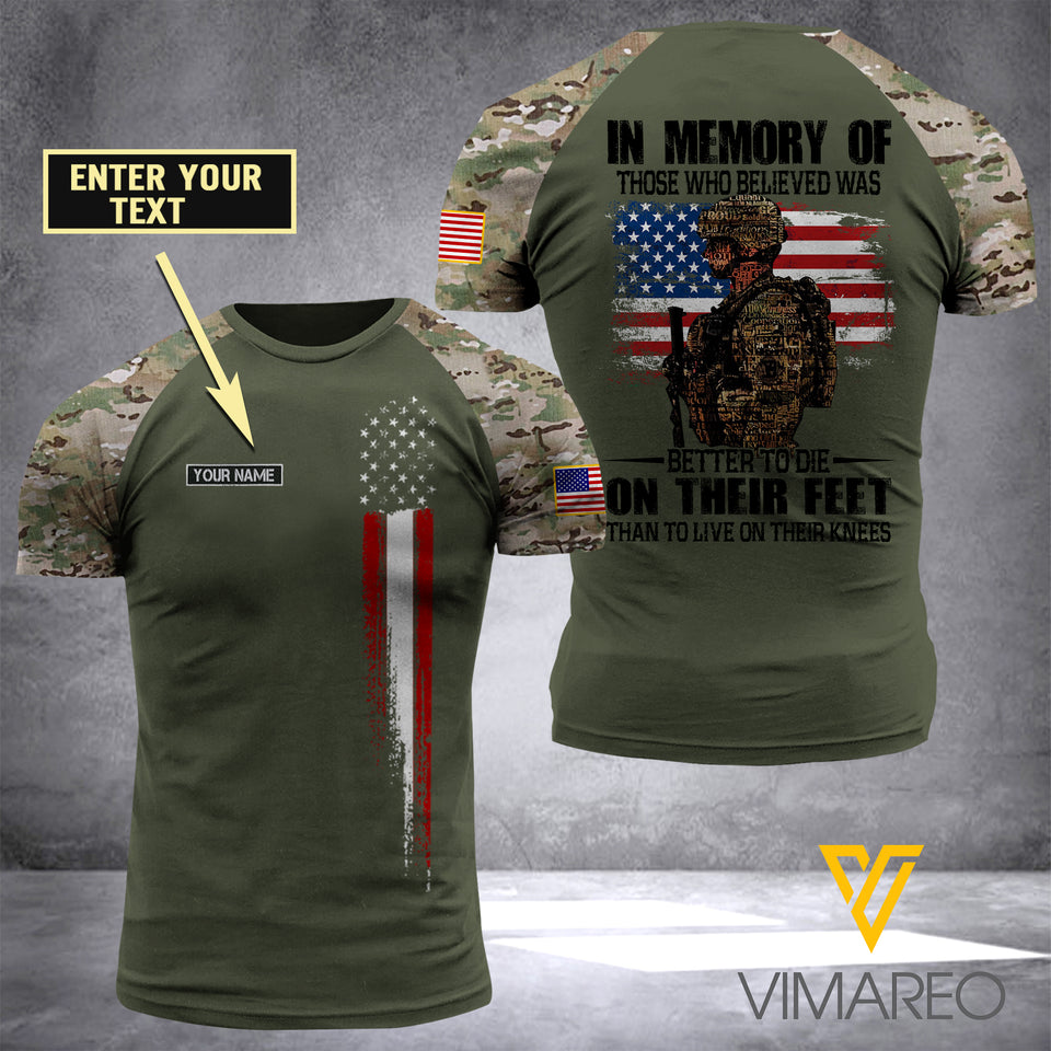 US Soldier Combat-in memory 3D Printed Shirt