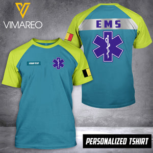 belgium PARAMEDIC EMS CUSTOMIZE T SHIRT 3D PRINTED TMTL