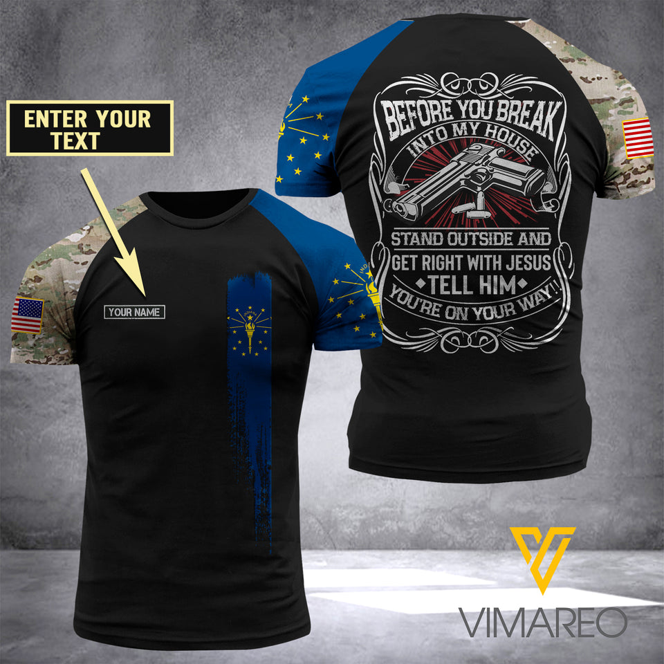 Customized Indiana Flag 3D PRINTED SHIRT 0204NGBA