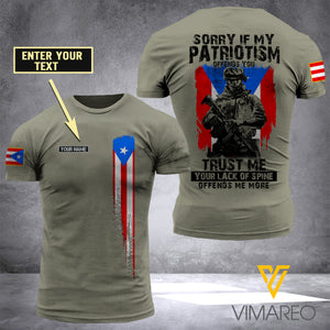Customized Puerto rico Army 3D Printed TShirt 0804NGBA