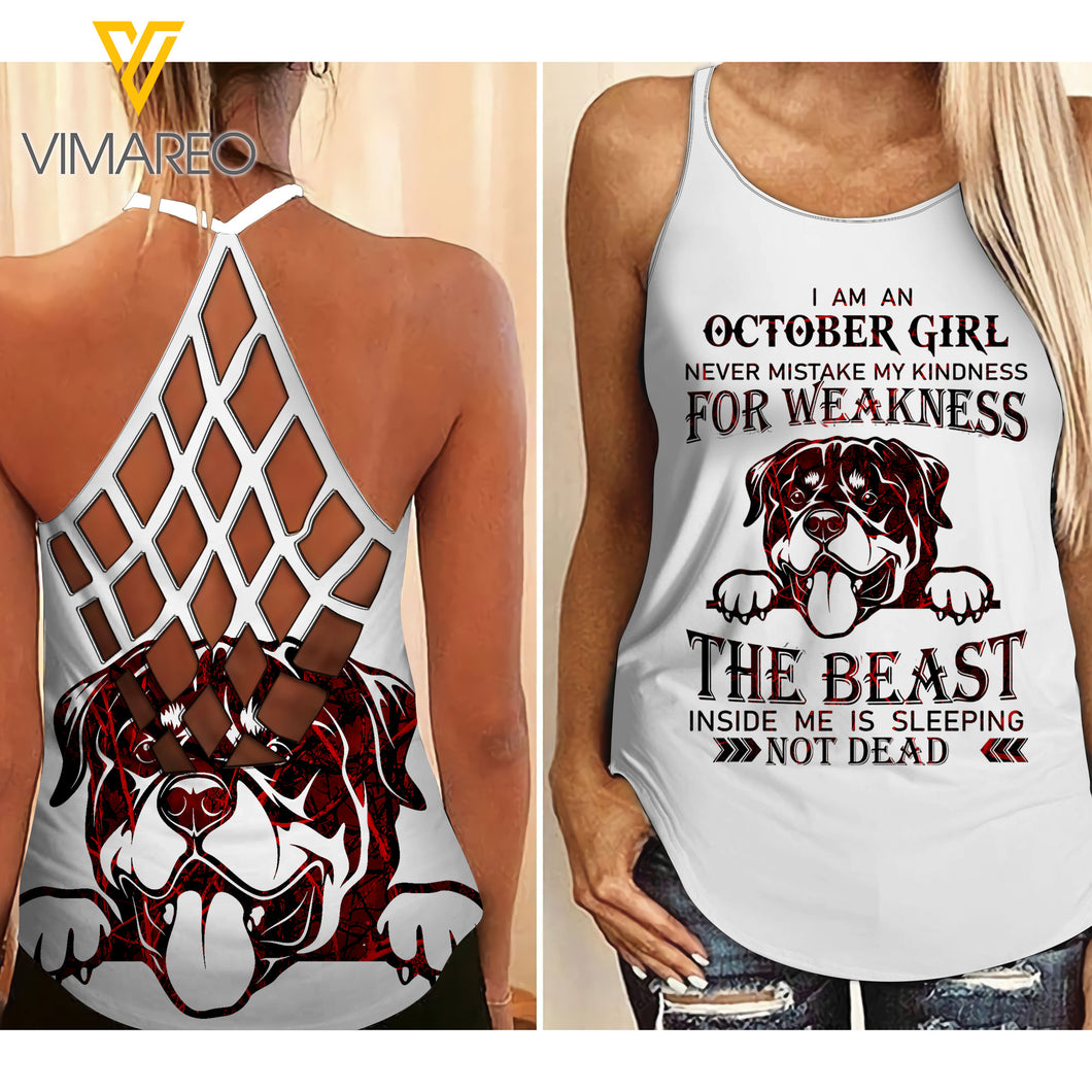 OCTOBER GIRL ROTTWEILER CRISS-CROSS TANK TOP