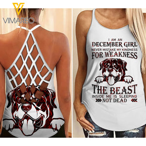 DECEMBER GIRL ROTTWEILER CRISS-CROSS TANK TOP