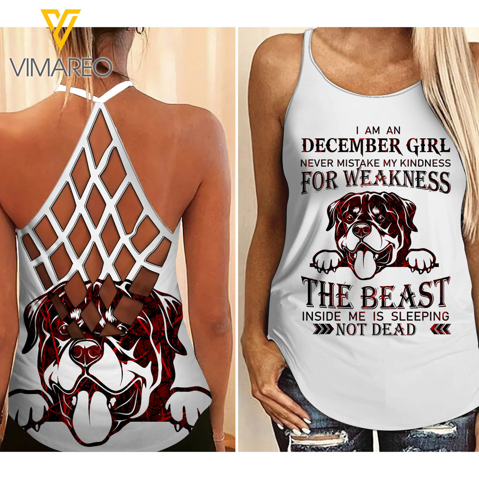 DECEMBER GIRL ROTTWEILER CRISS-CROSS TANK TOP